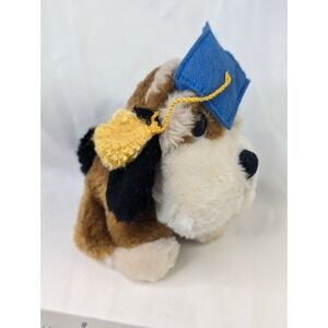 Wallace Berrie Dog Plush Brown Graduation Cap 5 Inch 1983 Stuffed Animal Toy